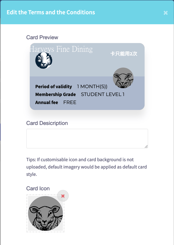 CRM - Registration Settings - Card Customisation Settings 1