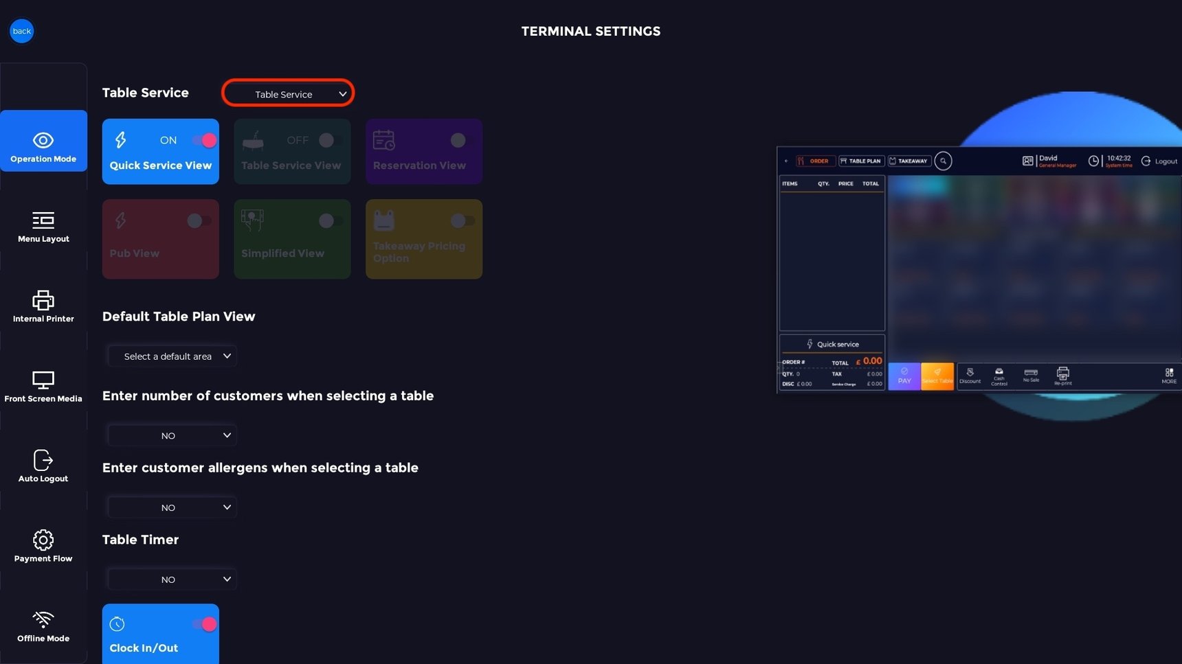 Terminal Computer Tables Menu How to Change Terminal Operation Modes